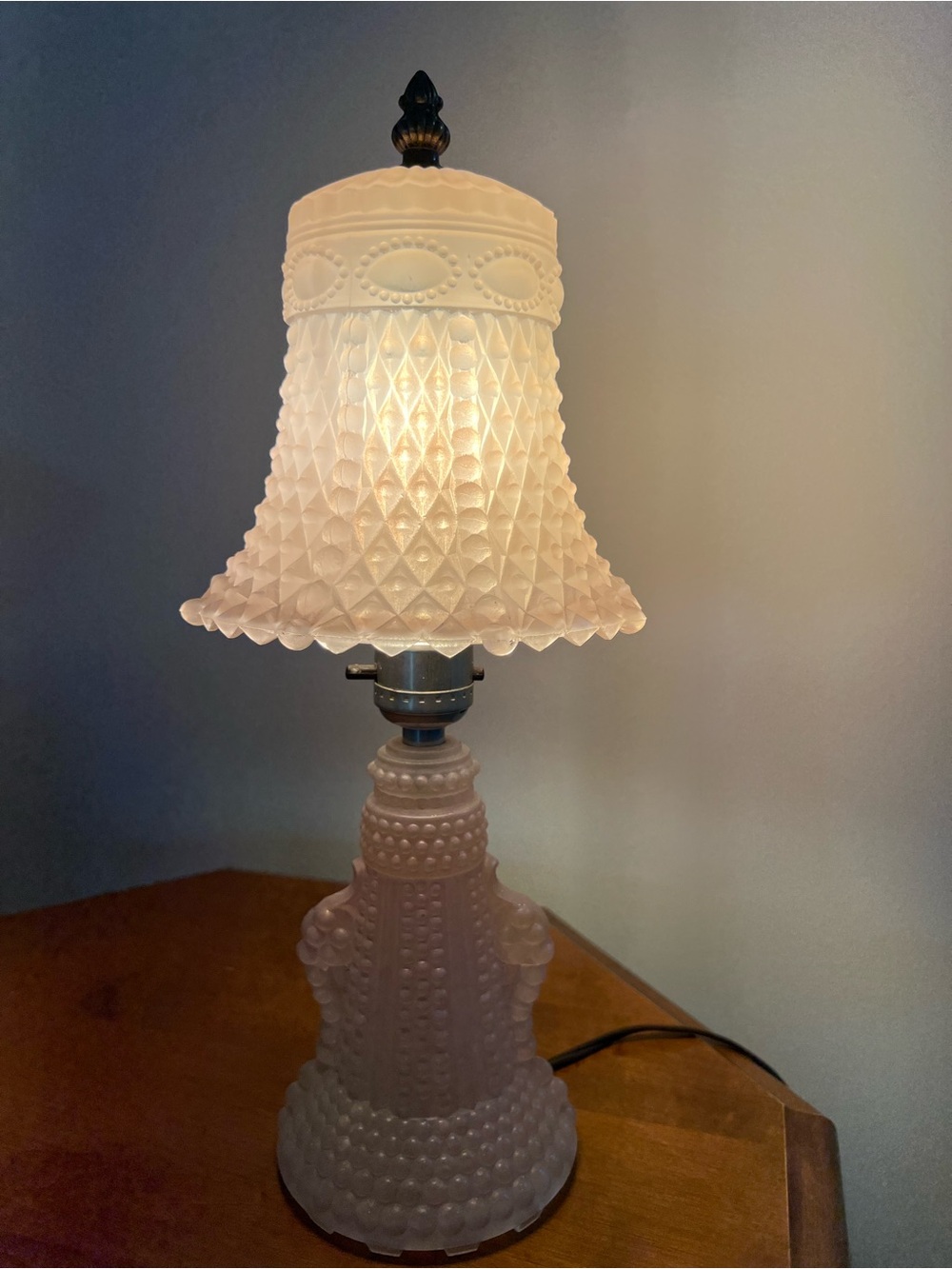 VTG- PAIR of 1930’s Pink Satin Hobnail Depression Glass Boudoir Lamp-See Pics ! - Picture 12 of 16